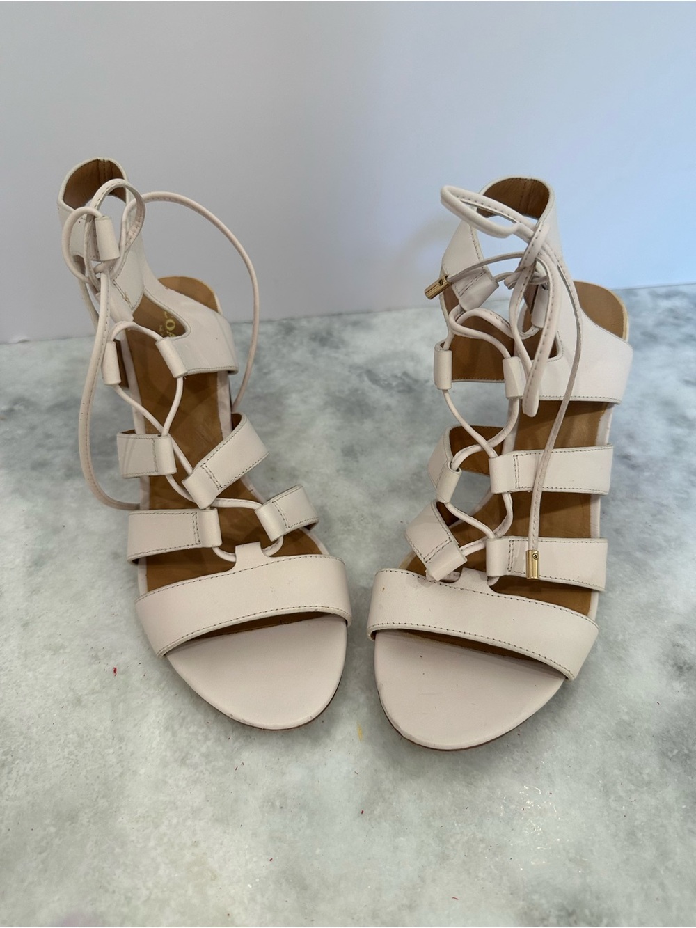 Coach Women's Lace-Up Gladiator Heels in Light Beige